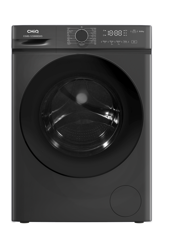 chiq washing machine 8kg 1200rpm - black [0vat]