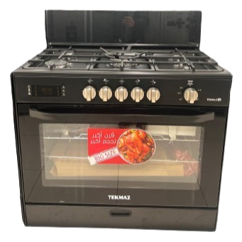 Tekmaz Gas Cooker 90cm with Fan Digital - Black