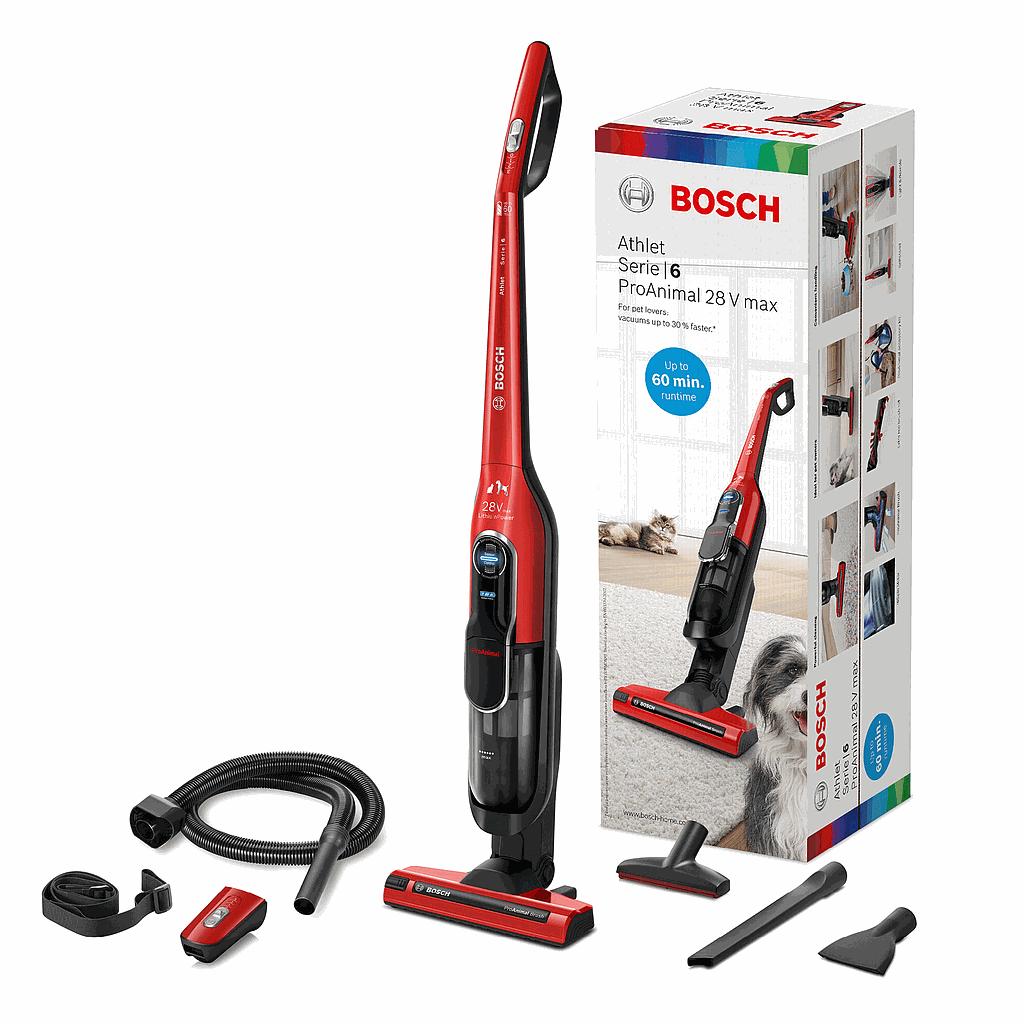 Bosch Rechargeable Handstick Vacuum Cleaner Athlet ProAnimal 28Vmax Red