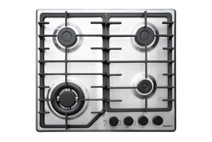 Schubert Built In Gas Hob 60cm Cast Iron - Stainless Steel