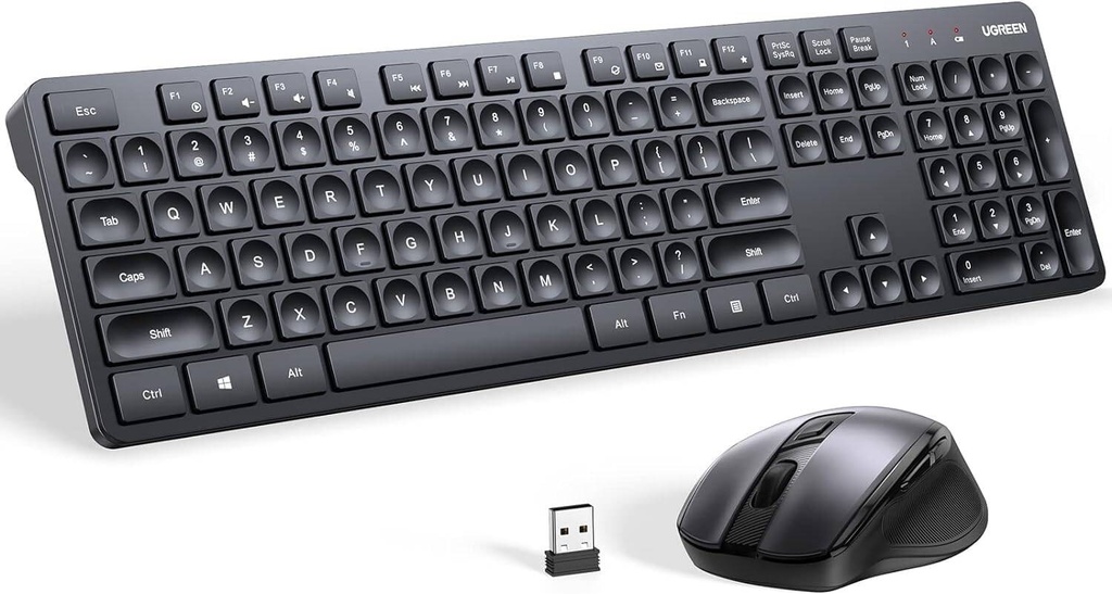 Ugreen Ergonomic Wireless 2.4G Keyboard & Mouse Combo Silent Full Size ArEn Black  (MK331)