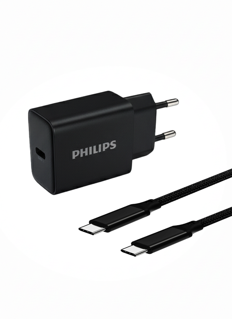 Phillips GaN wall charger USB-C 30W - With cable NEW DLP5312NB/12