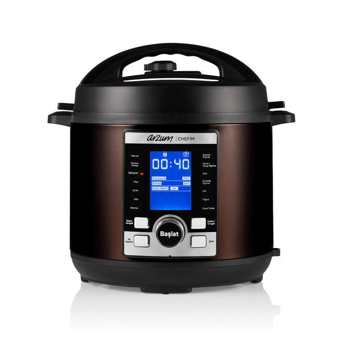 طنجرة ضغط كهربائية من أرزوم سعة 8 لترات - أسود