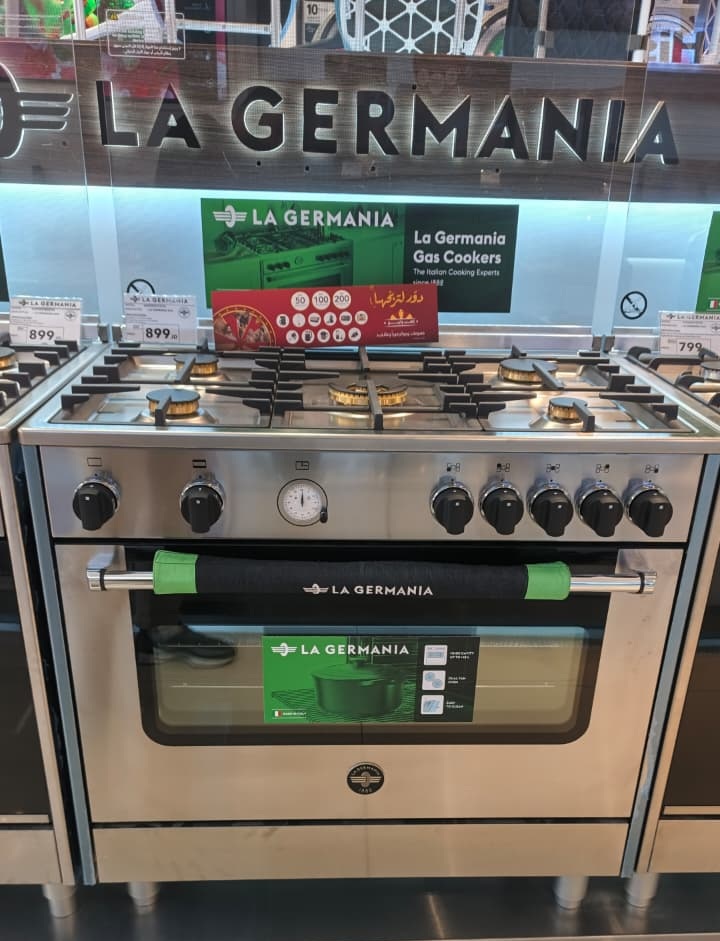 Lagermania Gas Cooker 5Brass Burners SoftClose  Full Safety 2Fan - Stainless Steel AMS95C81BX