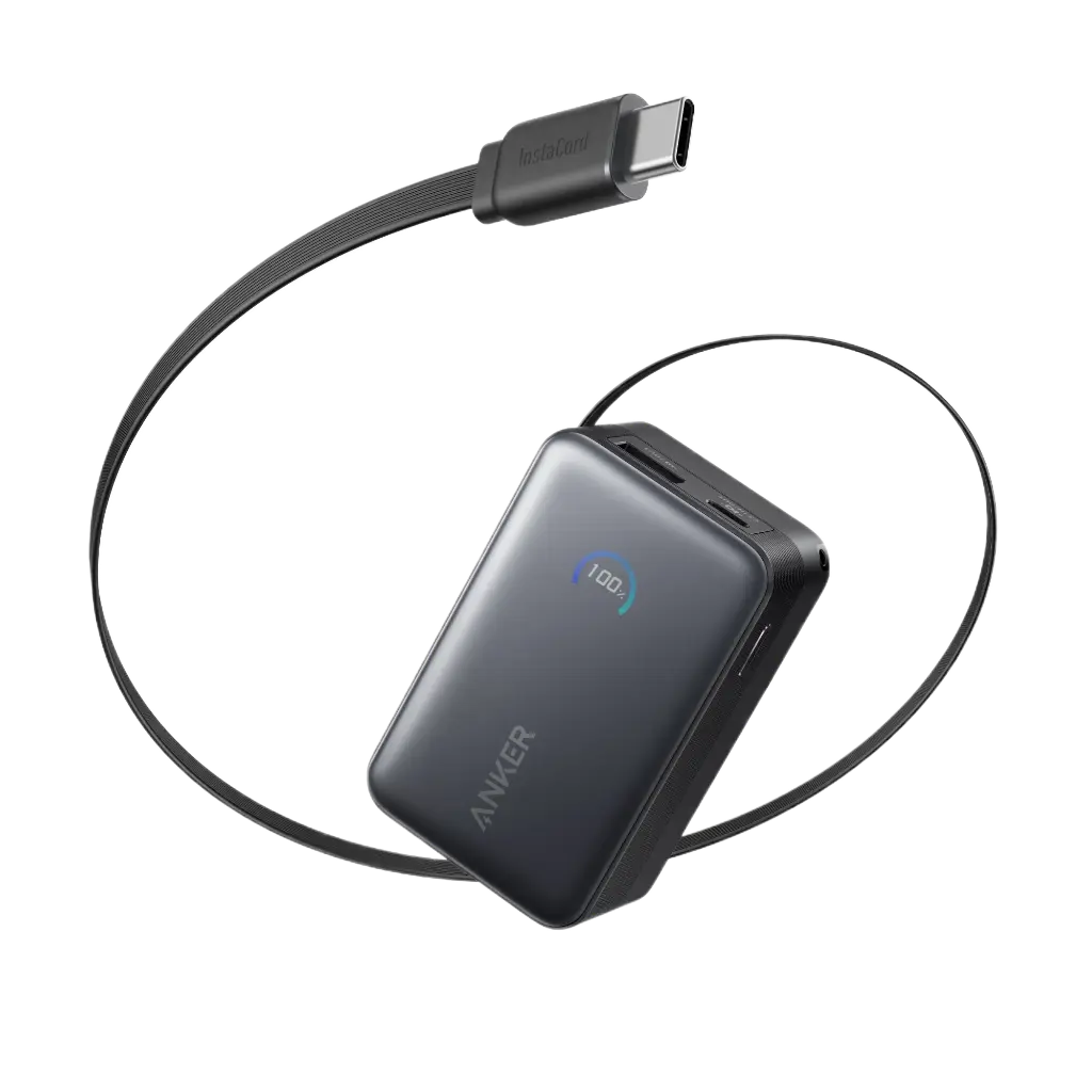 Anker Nano Power Bank 10K 45W Retractable USB-C Cable - Black