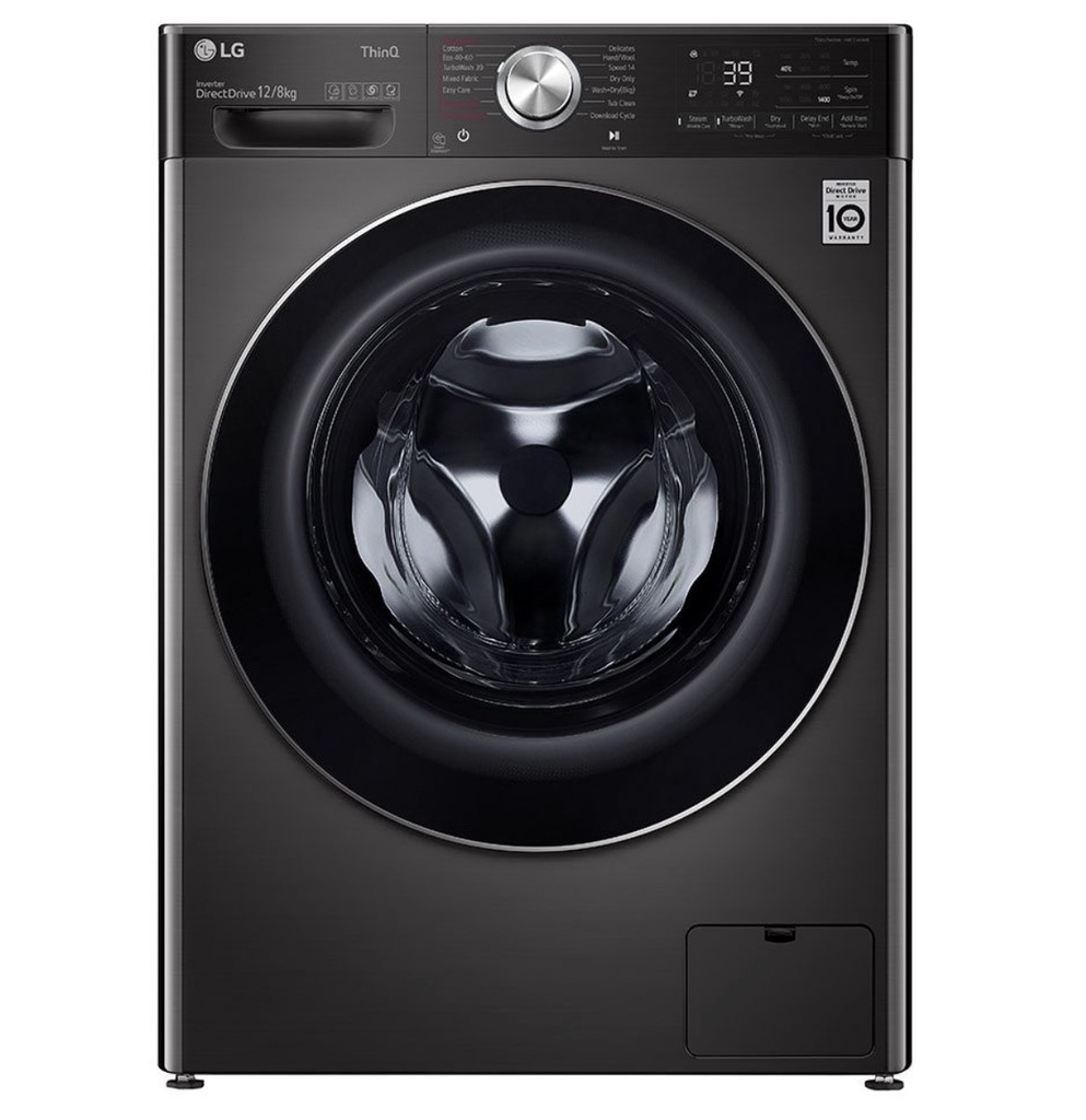 LG Washer Dryer 12/8kg Dual HeatPump - Black Steel (F4V9BCP2EE)