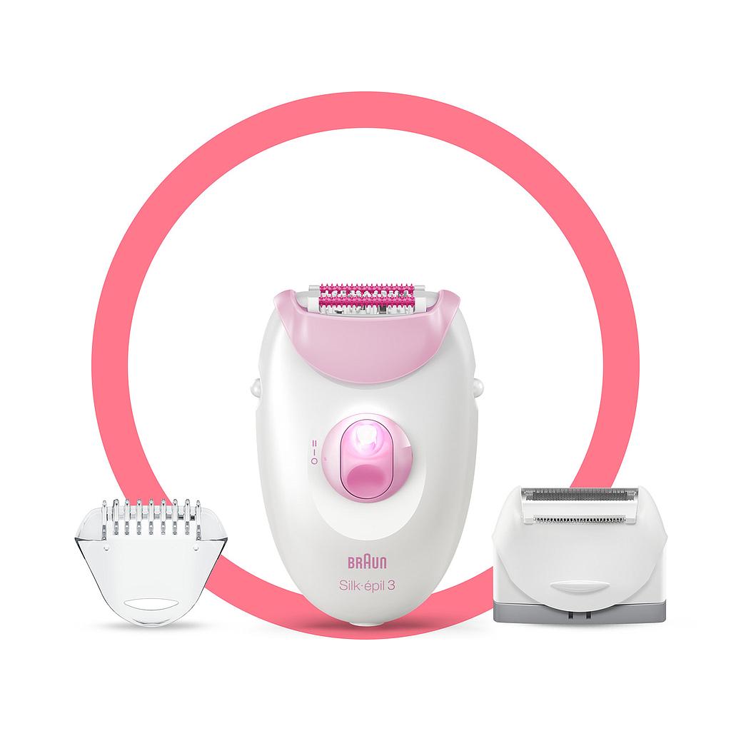 Braun Silk-épil 3 Pink With 2 Extras Epilator & Shaver