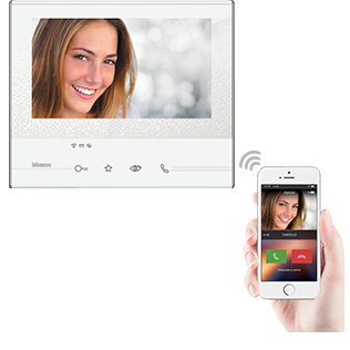 Bticino Classe 300 videophone with integrated wi-fi connection and call repetition on smartphone;
