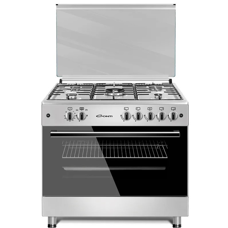 conti gas cooker 90cm full safety stainless steel