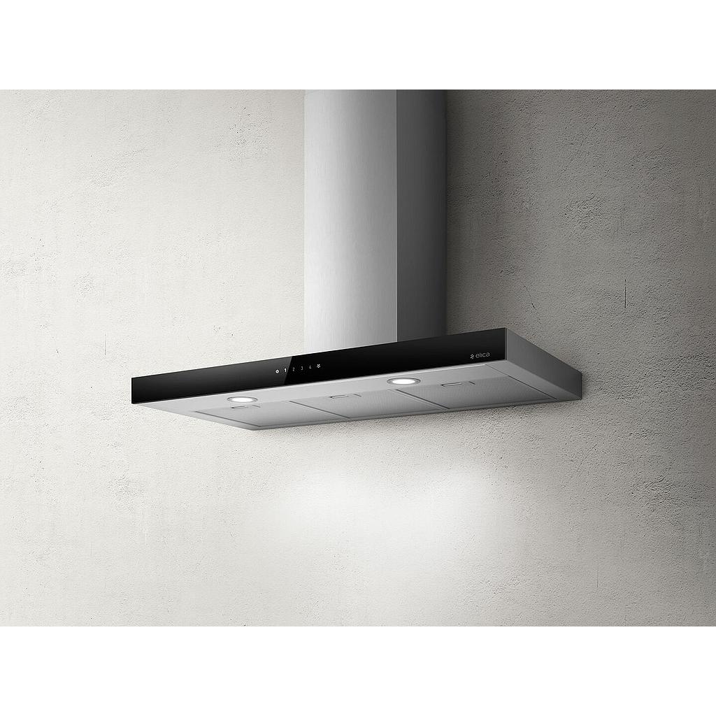 ELICA Hood 90cm 1000m3/h Steel +Black Glass (JOY)