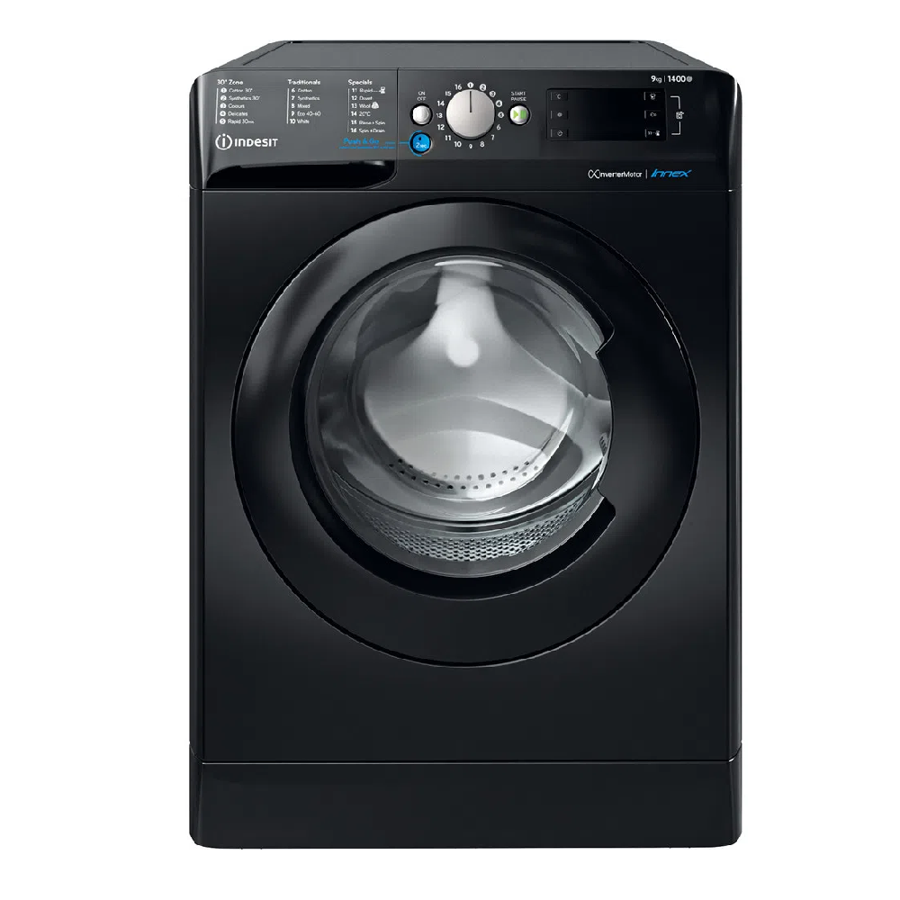 Indesit Washing Machine 9KG 1400RPM Inverter A+++ Black | Washing Machine