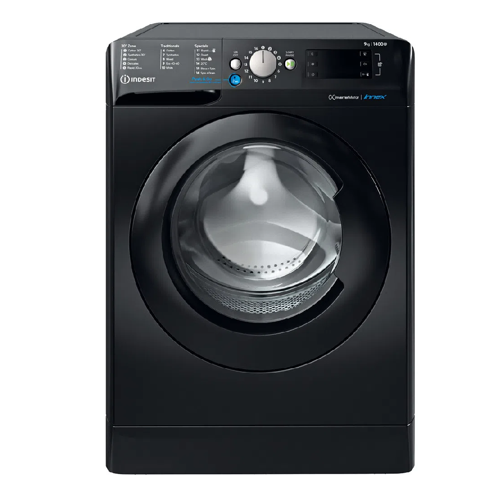 indesit washing machine 9kg 1400rpm inverter a+++ black