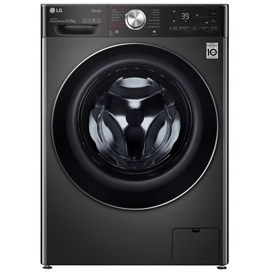 LG Washer Dryer 12/8kg Black Steel