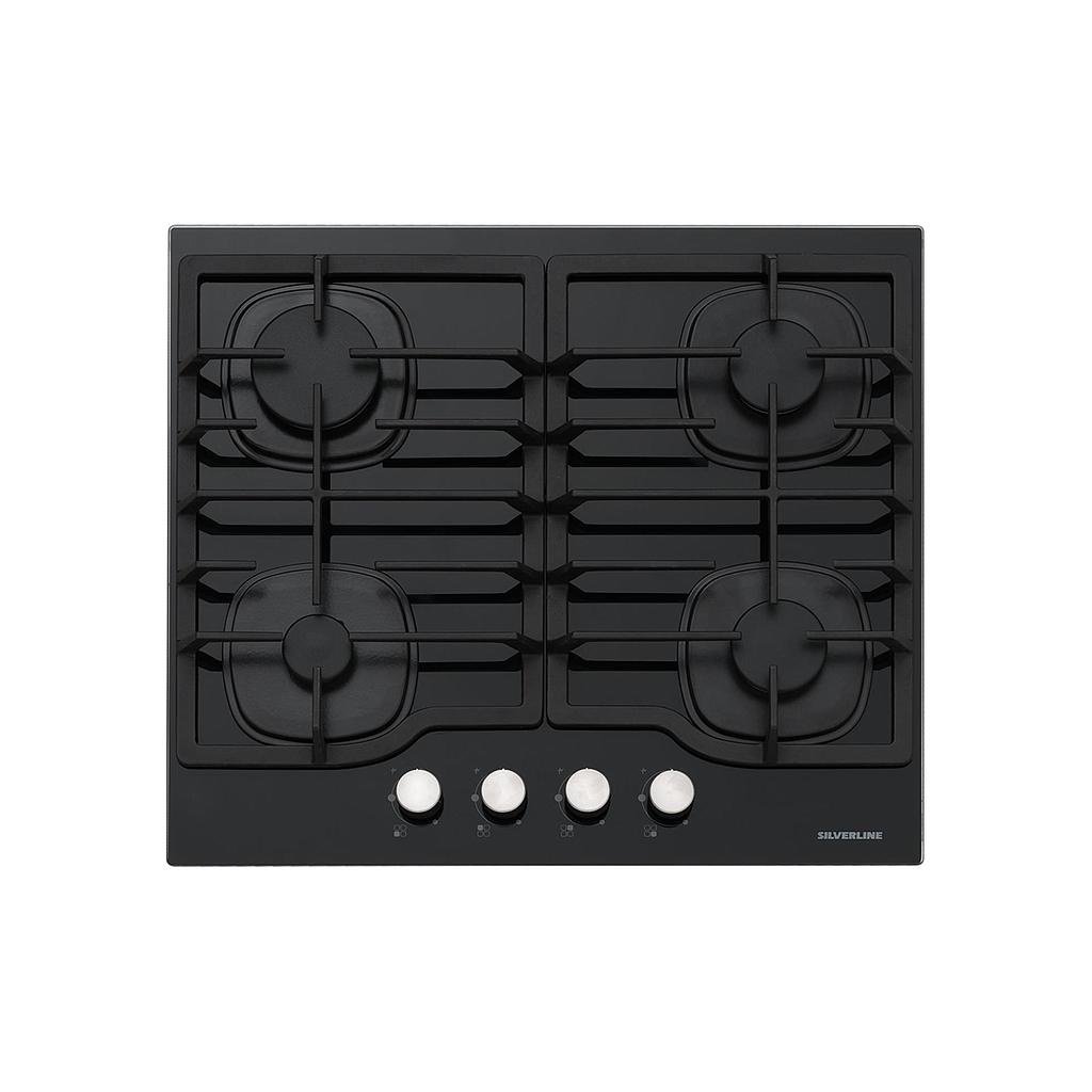 Silverline Hob Black Tempered Glass 60cm 4 burners FFD | Built in HOBS