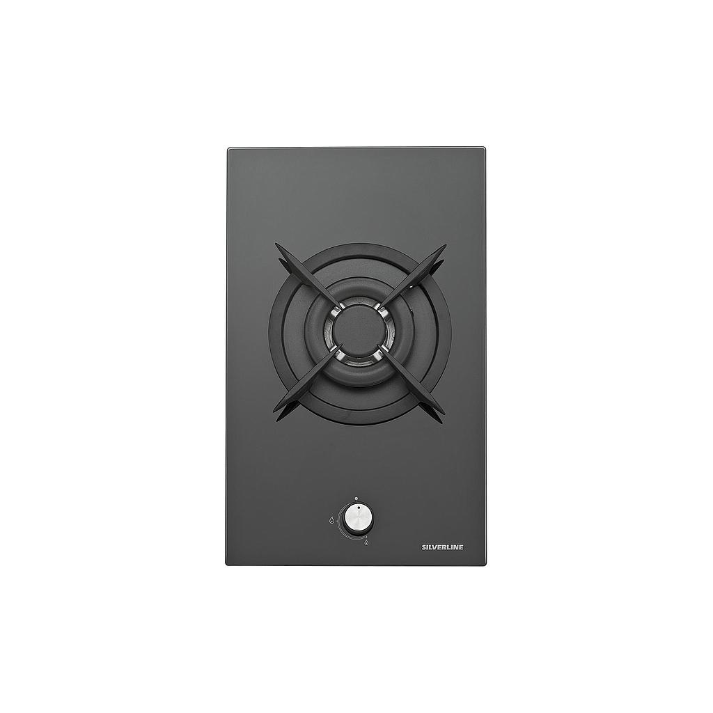 Silverline Hob Gas Black Tempered Glass 30cm 1 burners