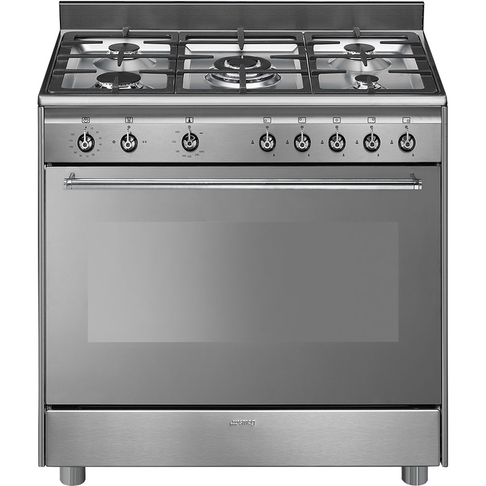 SMEG Gas Cooker 129L Cast Iron with Grill Stainless Steel
