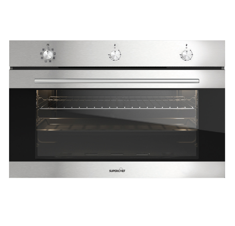 SuperChef Built-in Gas Oven 90cm 120Liters XXL - Inox