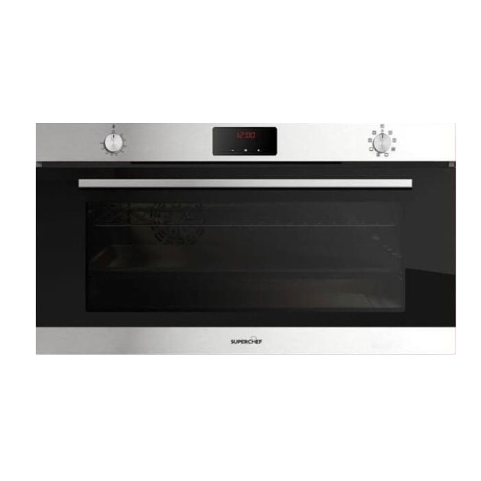 SuperChef Built-in Gas Oven 90cm 120Liters XXL Digital 2Fans - Inox (NEW)