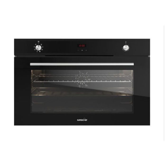 SuperChef Built-in Gas Oven 90cm 125liters XXL with Fan - Black