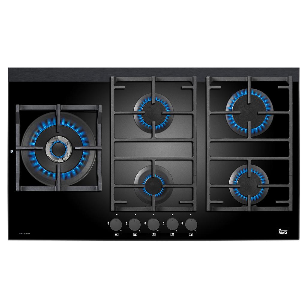 TEKA Gas On Glass Hob 90cm 5 Gas Burners Triple Ring Burner Frameless | HOBSBUILT-IN