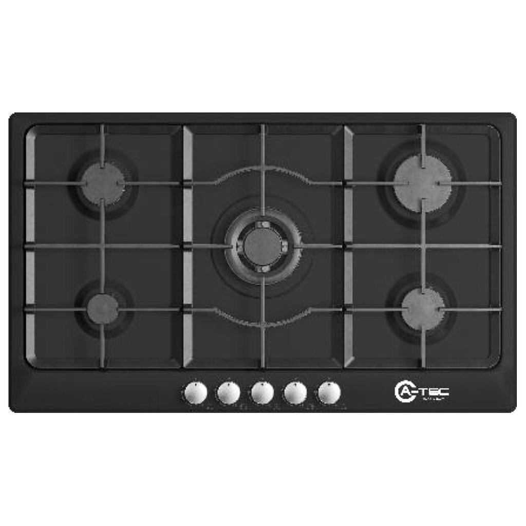 A-TEC Hob 5 Burner 90cm FFD Front knobs Black | BUILT-INHOBS