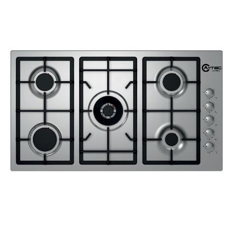 A-TEC Hob SS 5Burner 90cm FFD Side Knobs | BUILT-IN