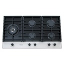 SuperChef Hob 90cm 5Burners Full Safety Brass Burners - Black Glass SS