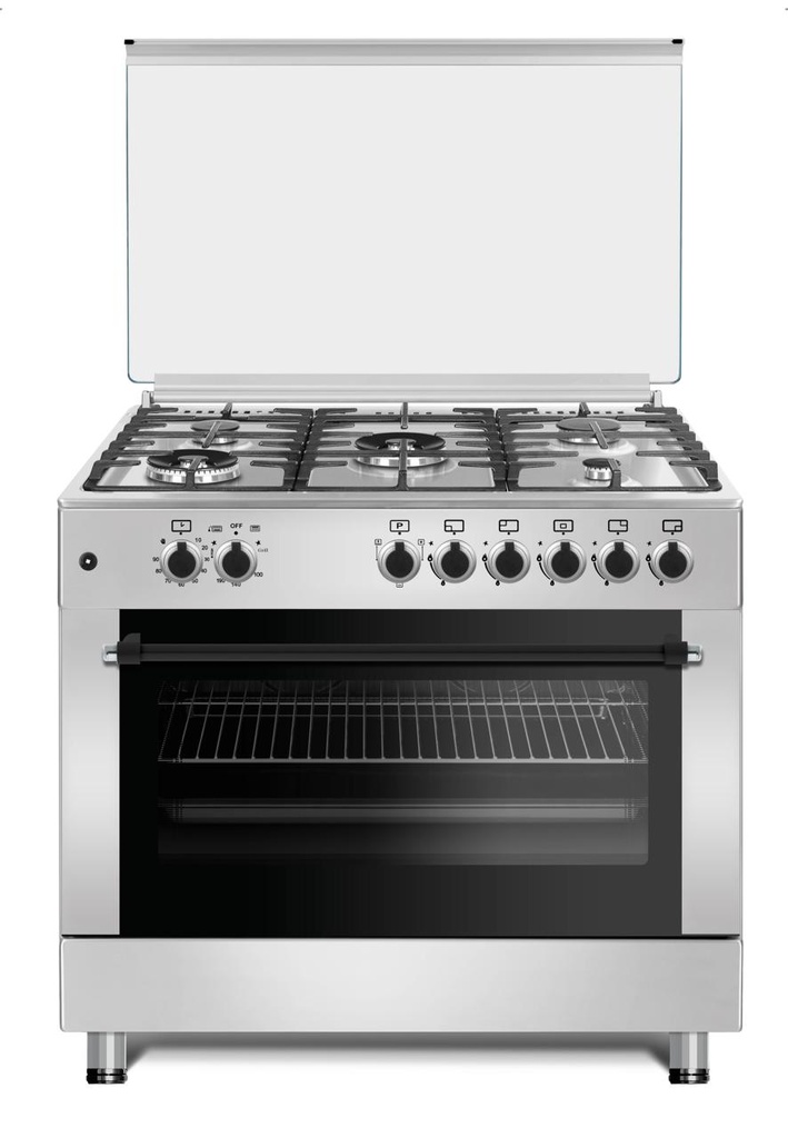 Conti Gas Cooker 90cm Cast-Iron with 2 Fan & Triple Glass -Stainless Steel (NEW)
