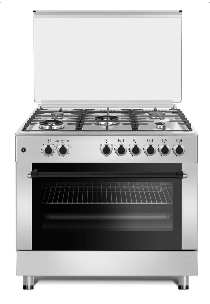 Conti Gas Cooker 90cm Cast-Iron with 2 Fan & Triple Glass -Stainless Steel