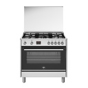 LaGermania Gas Cooker 5 Brass Burners Full Safety Digital - Stainless Steel (TUS95C81BCX)