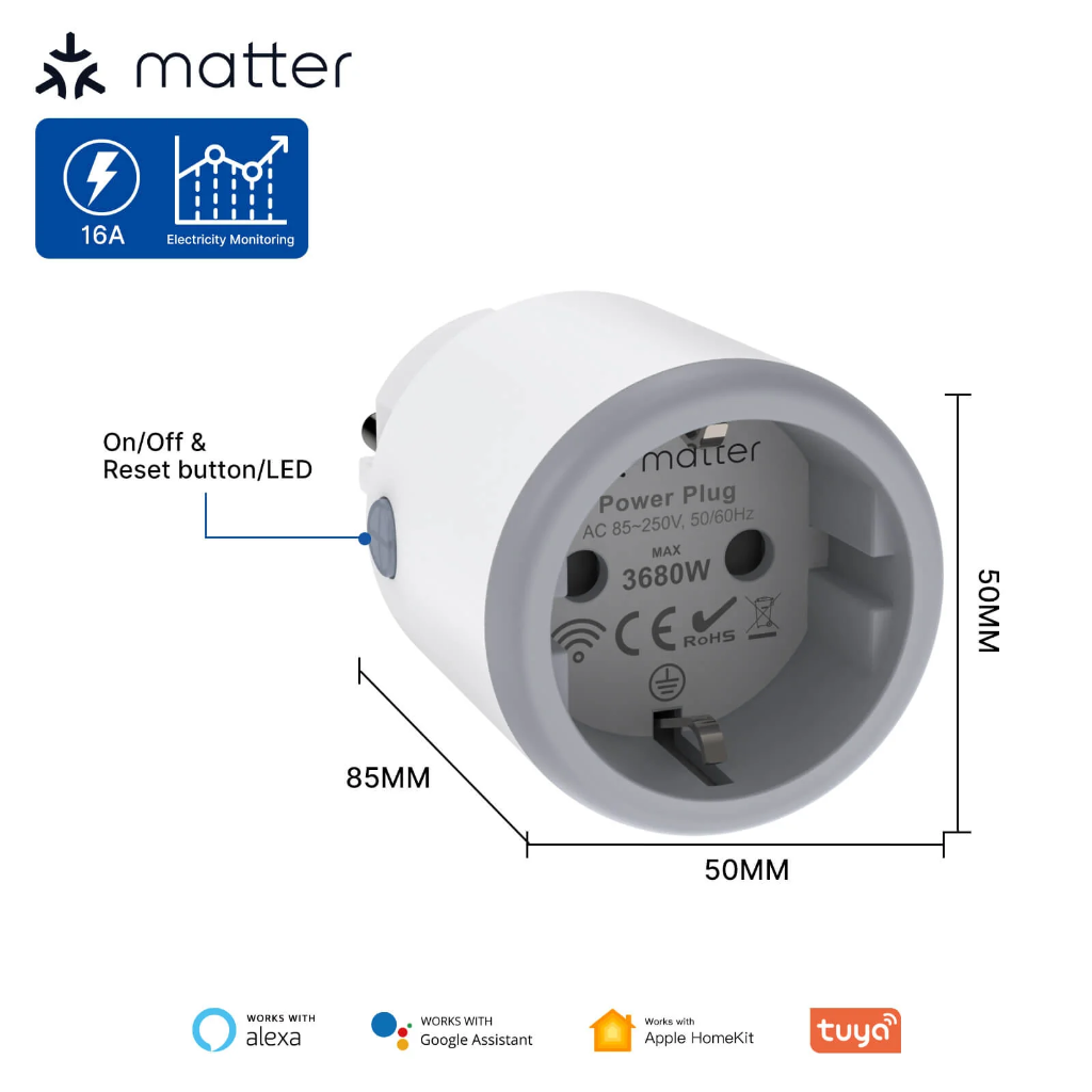 MOES Smart Matter Plug 16A With Power Monitor