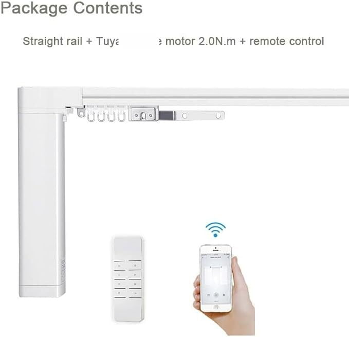 MOES Smart Curtain Motor Set (Splicing Rail 2.16-4.2m) With Remote With Adapter