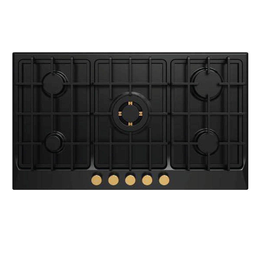 Tekmaz Hob 90cm 5 Brass Burners - Black