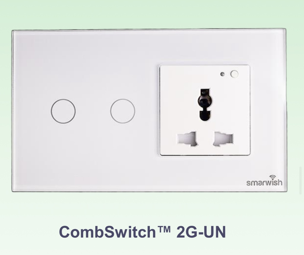 Smarwish Tuya 2 Gang CombiSwitch UN- White (Combswitch 2G-UN-W)