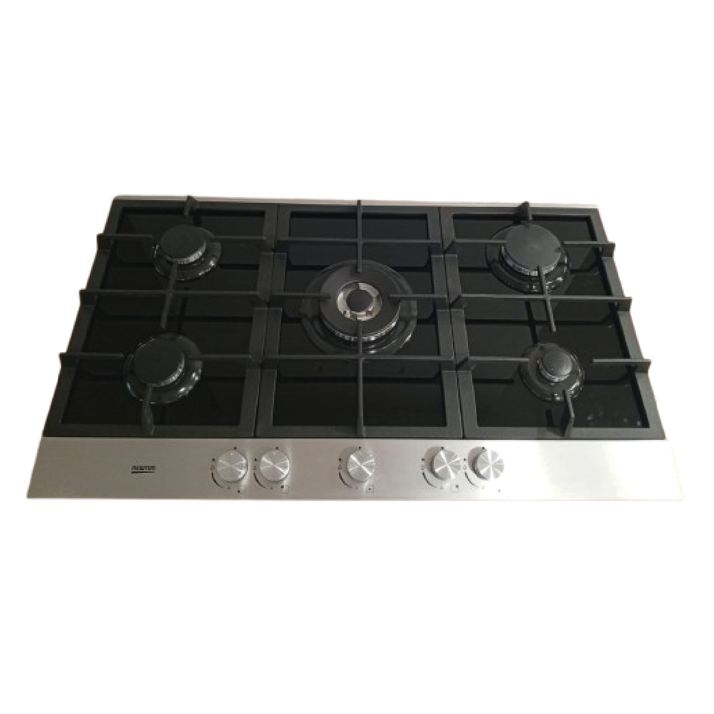 Hob Gas 90cm 5Burner-Sabaf- metal knobs Glass Cast Iron