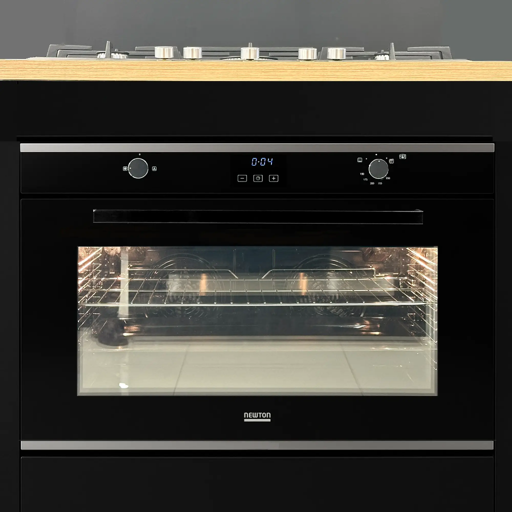 Built in Gas Oven 90cm 135Liter 2+1Fans - Black