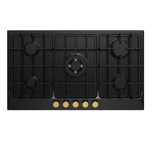 [mTkmzNASCIB90] Tekmaz Hob 90cm 5 Brass Burners - Black