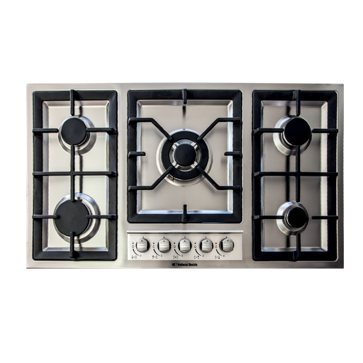 [6bGhS915Kn] Hob 5 Gas Burner Sabaf 90cm Cast Iron SS