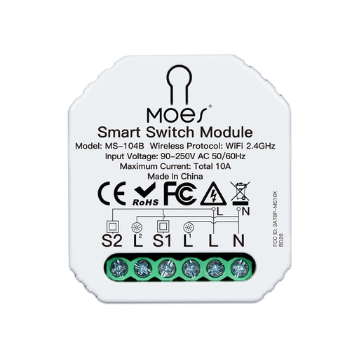[htMSWM104BNMS] MOES Smart Hidden Module WiFi 90-250V (WM-104BN-MS) 