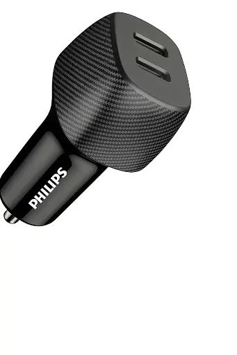 [mPlpDLP5522C00] Phillips 60W Dual Port USB-C Car Charger,20V Universal Car Charger, Black DLP5522C/00 