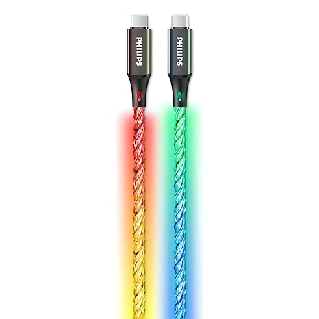 [mPlpDLC5130C] Phillips 60W PD USB C Cable 3.3ft RGB Breathing Light