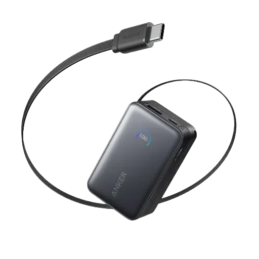 [mAnkA1638H11] Anker Nano Power Bank 10K 45W Retractable USB-C Cable - Black