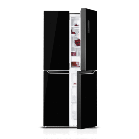 [
mTlxMFF478BG] Metalux Refrigerator Four Door 575 Liter - Black Glass