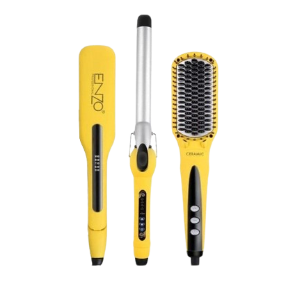 [mNzo3955w] Enzo Hair Straightener +curler +brush EN3955W