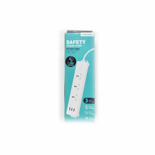 [xLcmLCPS303] Linkcomn Power Strip 3 Sockets + 2 USB Power Cord (LC-PS303)