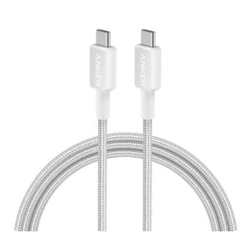 [mAnkA81F6H21] موصل Anker 322 USB-C إلى USB-C (مضفر بطول 6 أقدام) - أبيض