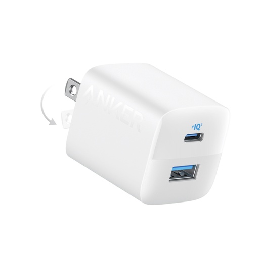 [mAnkA2331G21] Anker PowerPort - Dual Port C+USB 2 33W Charger (323) - White