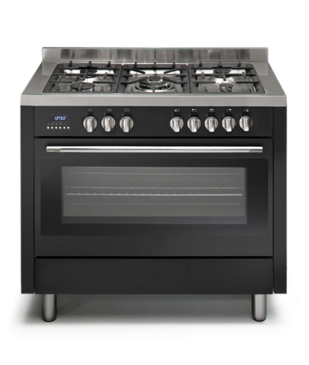 [mOpt29650LXBK] Optima 964615 Gas Cooker 5Burners Full Safety With Fan Cast Iron Black