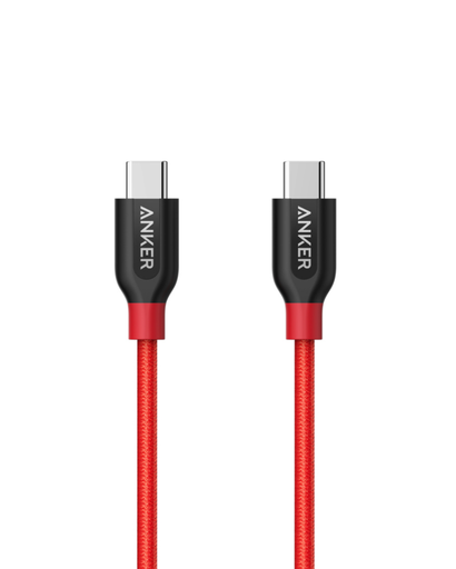 [mAnkA8187H91] Anker Powerline USB-C to USB-C Cable (3ft) - Red