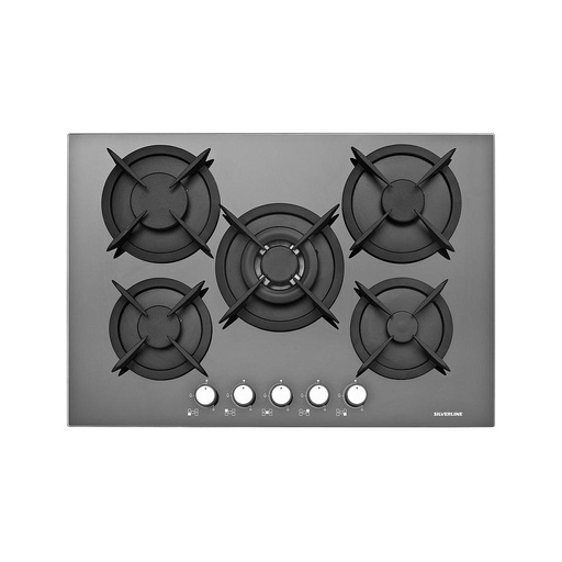 [mSlvrCS5334S01] Silverline Hob Gas Grey Tempered Glass 90cm 5 burners